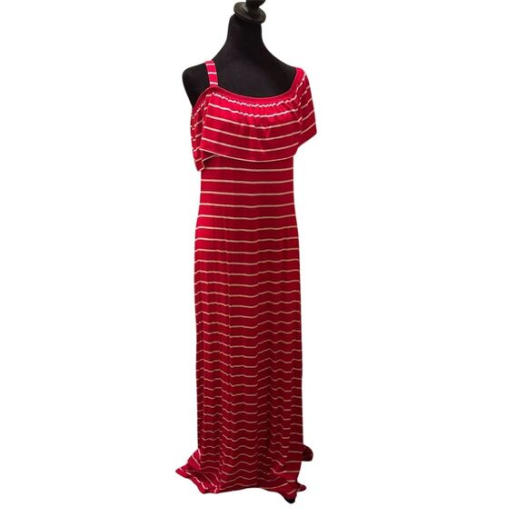 Westport Women's Striped Maxi Dress Red White Long Casual Summer S - Picture 1 of 8